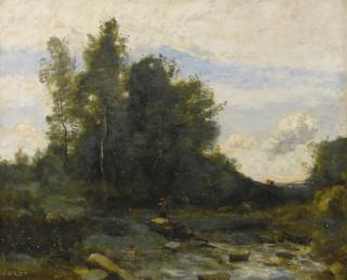 Jean-Baptiste-Camille Corot - Le Torrent Pierreux (Crépuscule)