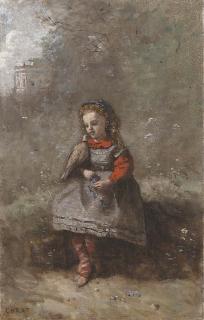 Jean-Baptiste-Camille Corot - Mlle. Léotine Desavary tenant une tourterelle