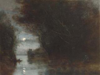 Jean-Baptiste-Camille Corot - Paysage au clair de lune