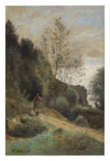 Jean-Baptiste-Camille Corot - Paysanne Sur Un Chemin