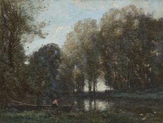 Jean-Baptiste-Camille Corot - Pêcheur amarré sur la rive verte