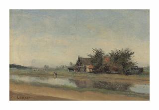 Jean-Baptiste-Camille Corot - Près la Station. Maisons et boquets d\'arbres, Amsterdam