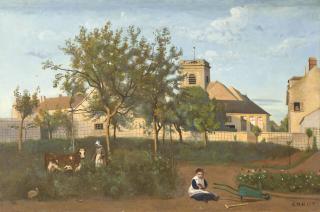 Jean-Baptiste-Camille Corot - Rosny (Seine-et-Oise), l\'église du village, vue prise du verger de Mme Osmond