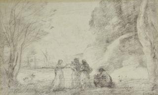 Jean-Baptiste-Camille Corot - Une famille à Terracine