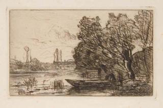 Jean-Baptiste-Camille Corot - Ville d\'Avray: Le Bateau sous les Saules (Delteil 2)