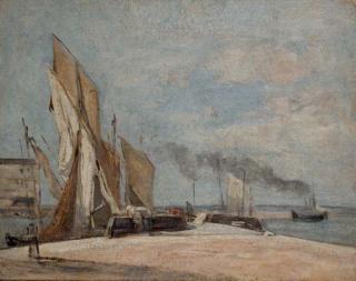 Jean-Baptiste-Camille Corot - Voiliers dans le port de Honfleur