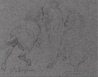 Jean-Baptiste Carpeaux - Deux chevaux cabrés et un personnage