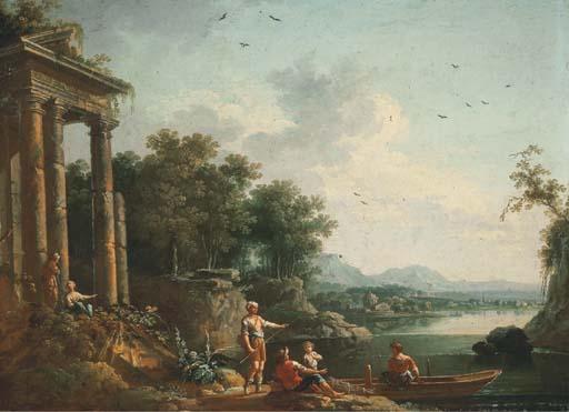 Jean-Baptiste-Charles Claudot - Une famille de pêcheurs devant les ruines d\'un temple