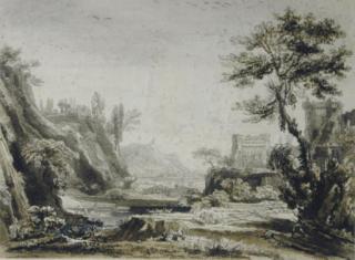 Jean-Baptiste-Claude Chatelain - A classical landscape in a harbor