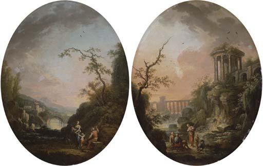 Jean-Baptiste Claudot - Paysages Italianisants Animés de Personnages