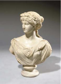 Jean-Baptiste Clesinger - Buste de femme, les cheveux ceints d\'un ruban de perles