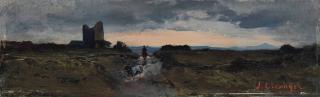 Jean-Baptiste Clésinger - Paysage avec une tour près d\'Ostie