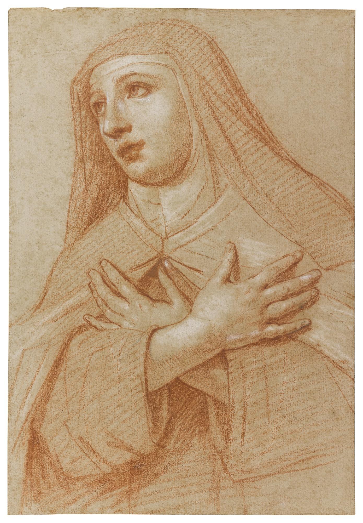 Jean-Baptiste De Champaigne - A Study Of Saint Theresa, Half-Length, Looking To The Left