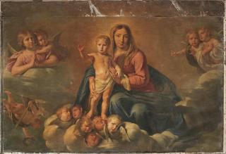 Jean-Baptiste de Champaigne - The Madonna and Child with angels unframed