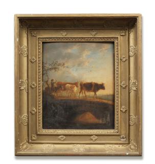 Jean-Baptiste de Roy - A drover and his cattle crossing a bridge