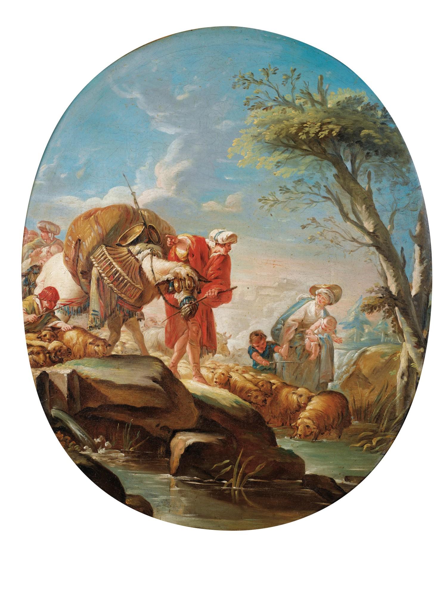 Jean-Baptiste Deshays De Colleville Dit Le Romain - Fording A Stream  [Le Passage Du Gué]