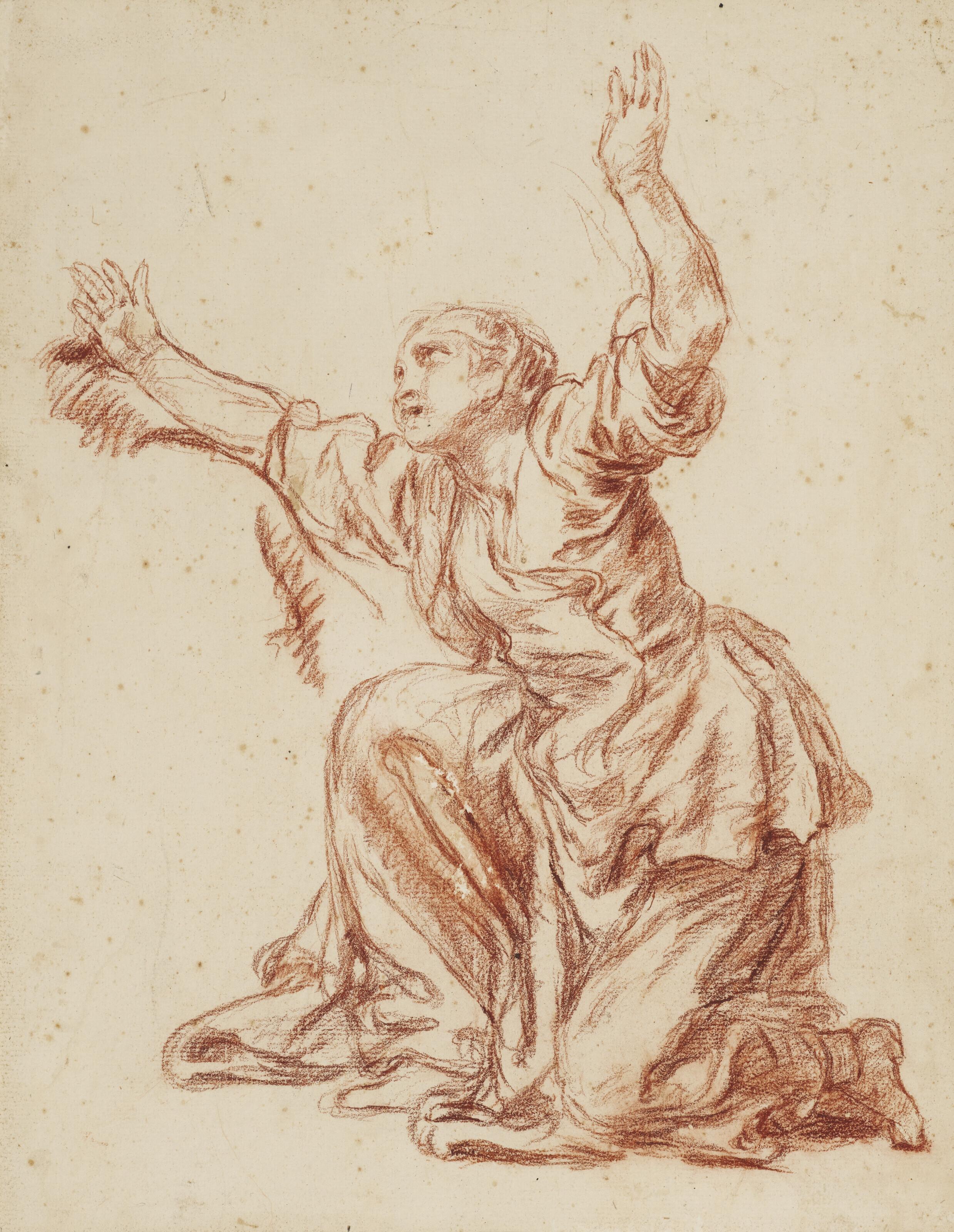 Jean-Baptiste Greuze - A kneeling woman, her arms raised
