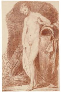Jean-Baptiste Greuze - A nude woman standing by an urn