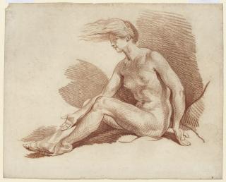 Jean-Baptiste Greuze - A seated female nude