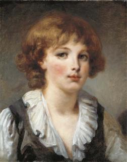 Jean-Baptiste Greuze - A Young Boy, Bust-Length, In A White Chemise And Black Waistcoat