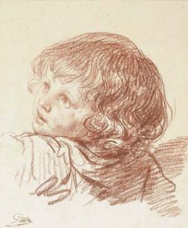 Jean-Baptiste Greuze - A young boy, bust-length, turned to the left