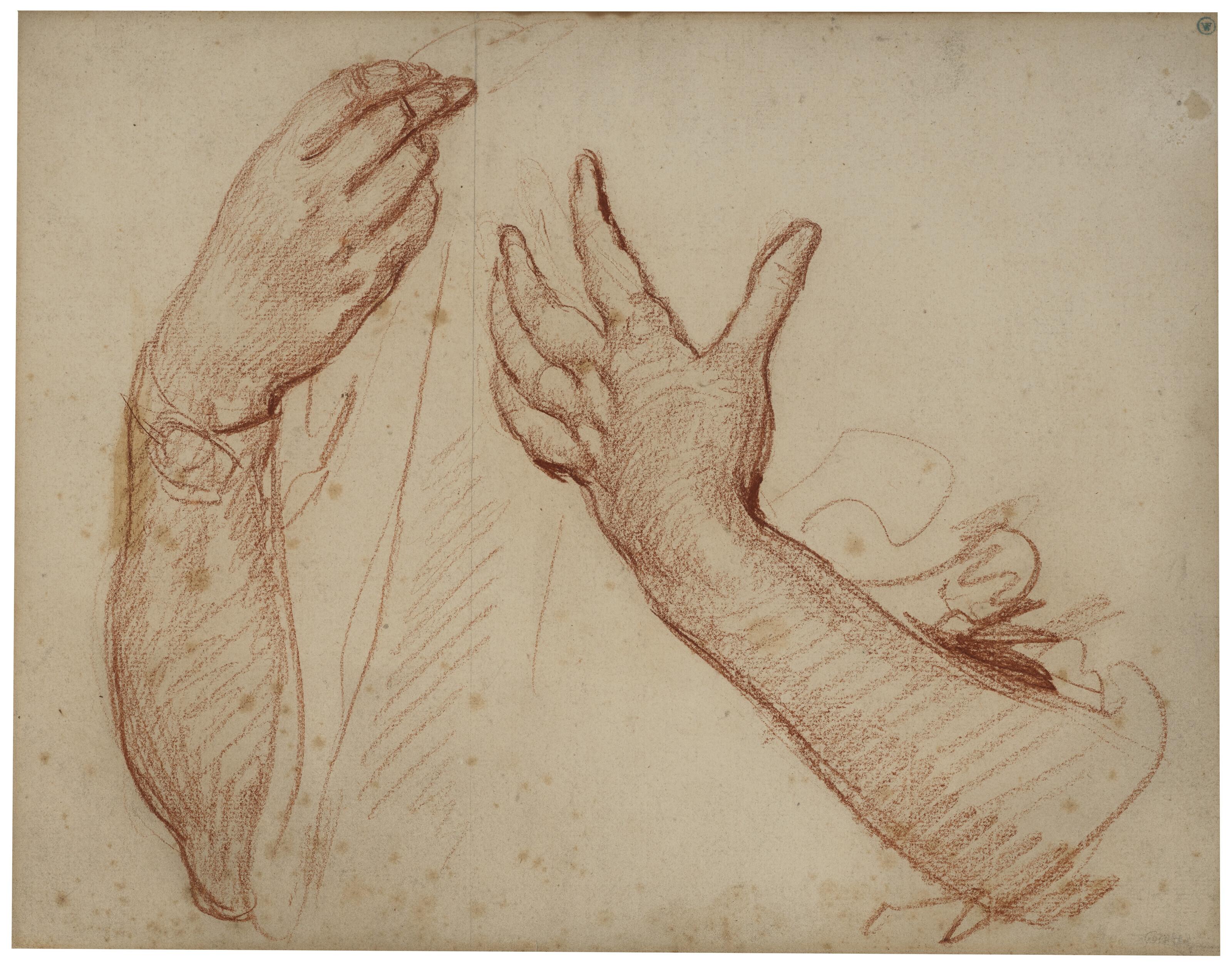 Jean-Baptiste Greuze - Étude De Deux Bras Et Mains