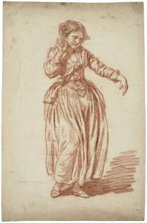 Jean-Baptiste Greuze - Jeune fille debout, la main droite sur l’oreille