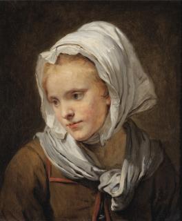 Jean-Baptiste Greuze - Portrait De Jeune Femme Au Fichu Blanc