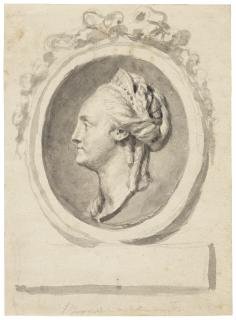 Jean-Baptiste Greuze - Profile portrait of Empress Catherine the Great of Russia, in an oval frame