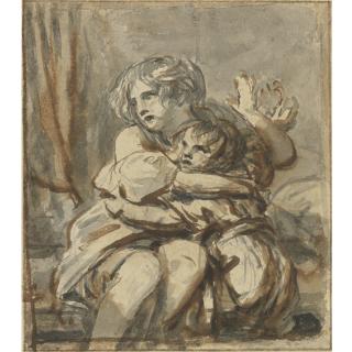 Jean-Baptiste Greuze - Two Frightened Children Comforting Each Other