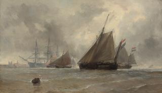 Jean-Baptiste-Henri Durand-Brager - Dutch barges running inshore