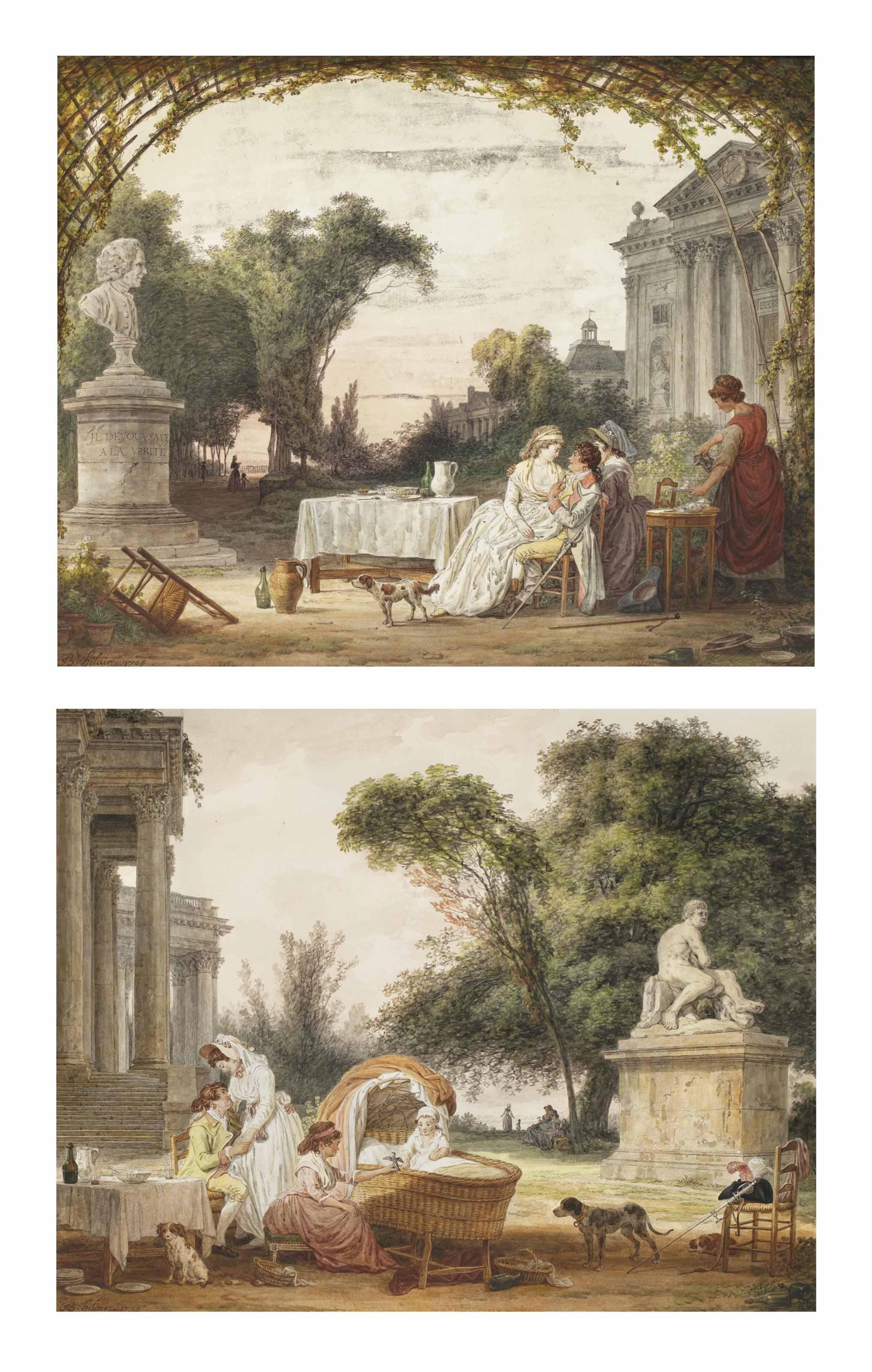 Jean-Baptiste Hilair - Le Déjeuner sous un berceau ; et L\'Heureuse famille