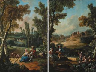 Jean-Baptiste Hüet - \'La leçon de flute\'; and \'Le cerf-volant\'