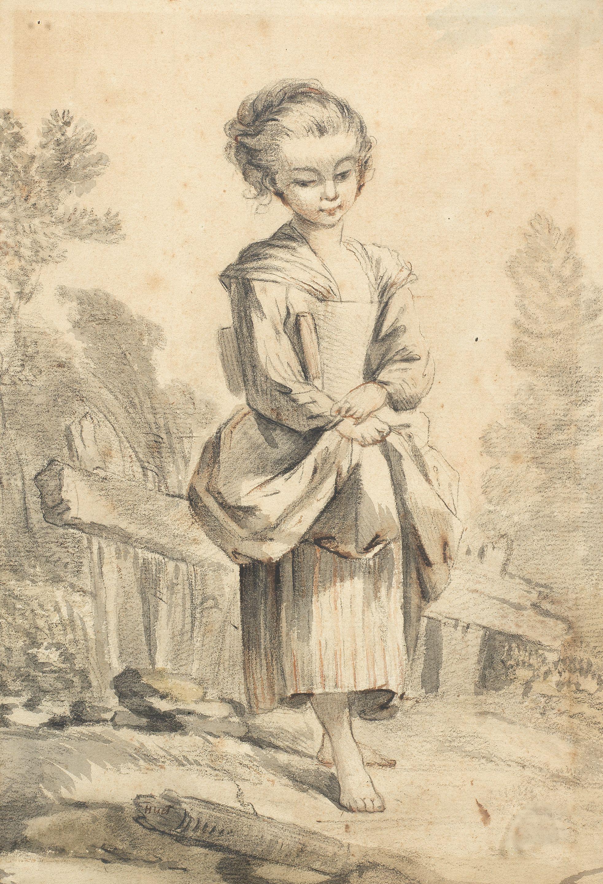 Jean Baptiste Huët - A girl in a landscape