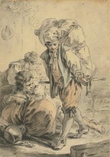 Jean Baptiste Huet - A Porter, With Other Figures Resting Alongside