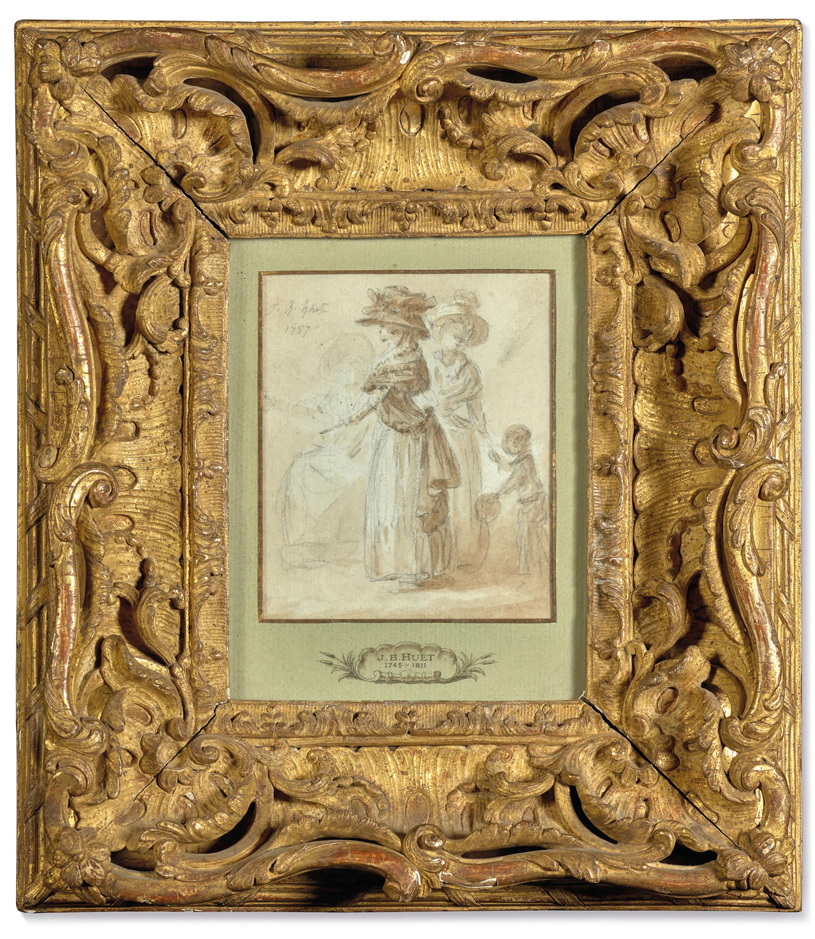 Jean-Baptiste Huet - Elégantes avec un jeune garçon en promenade