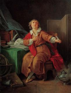 Jean-Baptiste Huet - Portrait of Marie-Joseph Chénier (1764-1811), small full-length, a quill in his left hand