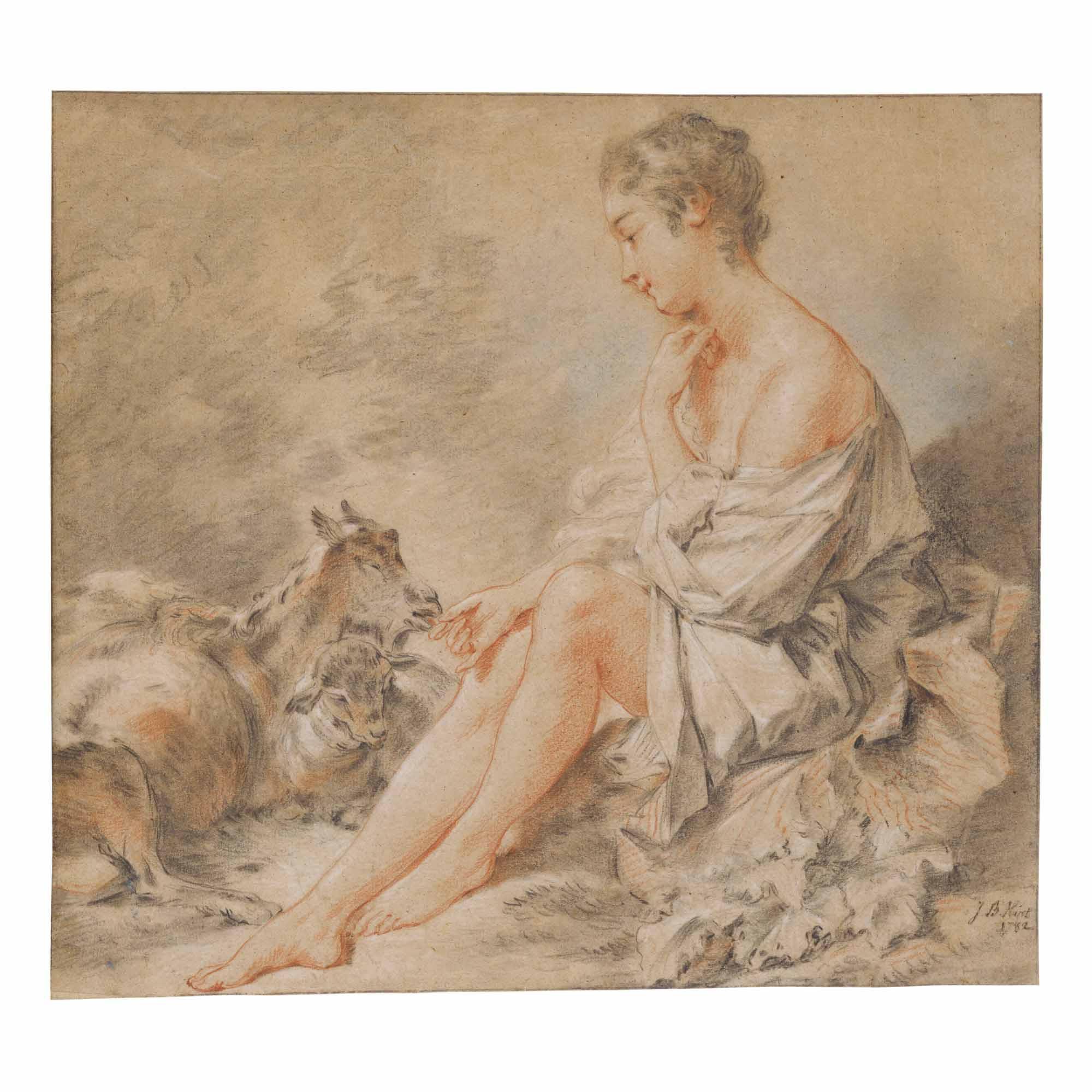 Jean-Baptiste Huet - Shepherdess With Goats
