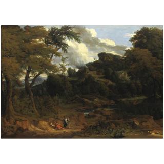 Jean-Baptiste Huysmans - Paesaggio Con Figure E Un Castello Sul Fondo