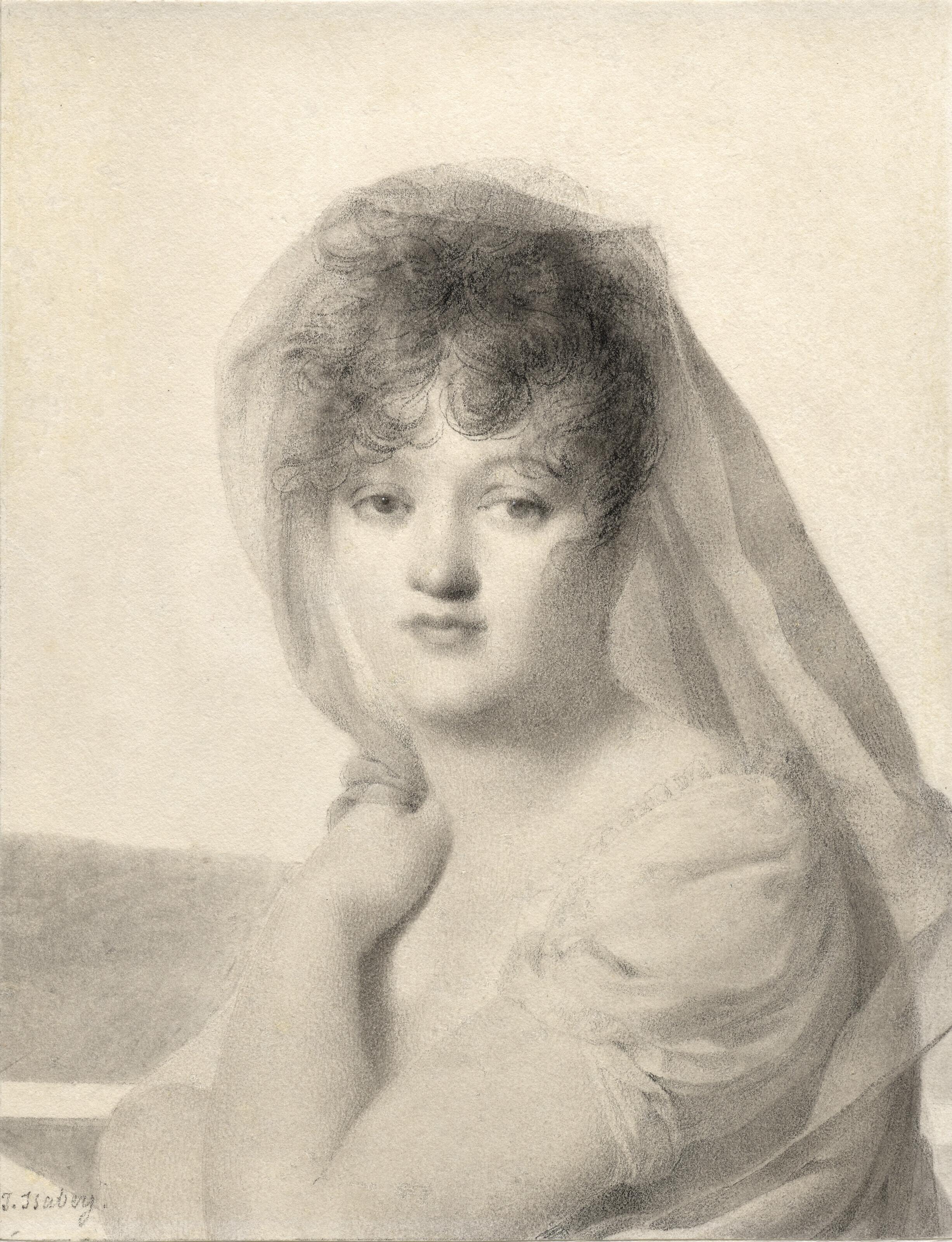 Jean-Baptiste Isabey - Portrait de femme au voile