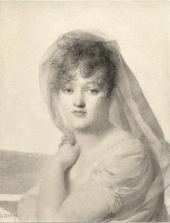 Jean-Baptiste Isabey - Portrait de femme au voile