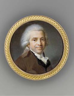 Jean-Baptiste Jacques Augustin - Librarian Maret, in brown coat, black waistcoat and lace cravat, powdered hair