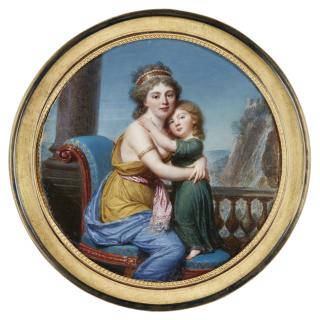 Jean Baptiste Jacques Augustin - Portrait Of A Mother And Child, Traditionally Identified As Charlotte Marie Francoise Roberjot-Lartigue And Her Daughter Marie Charlotte