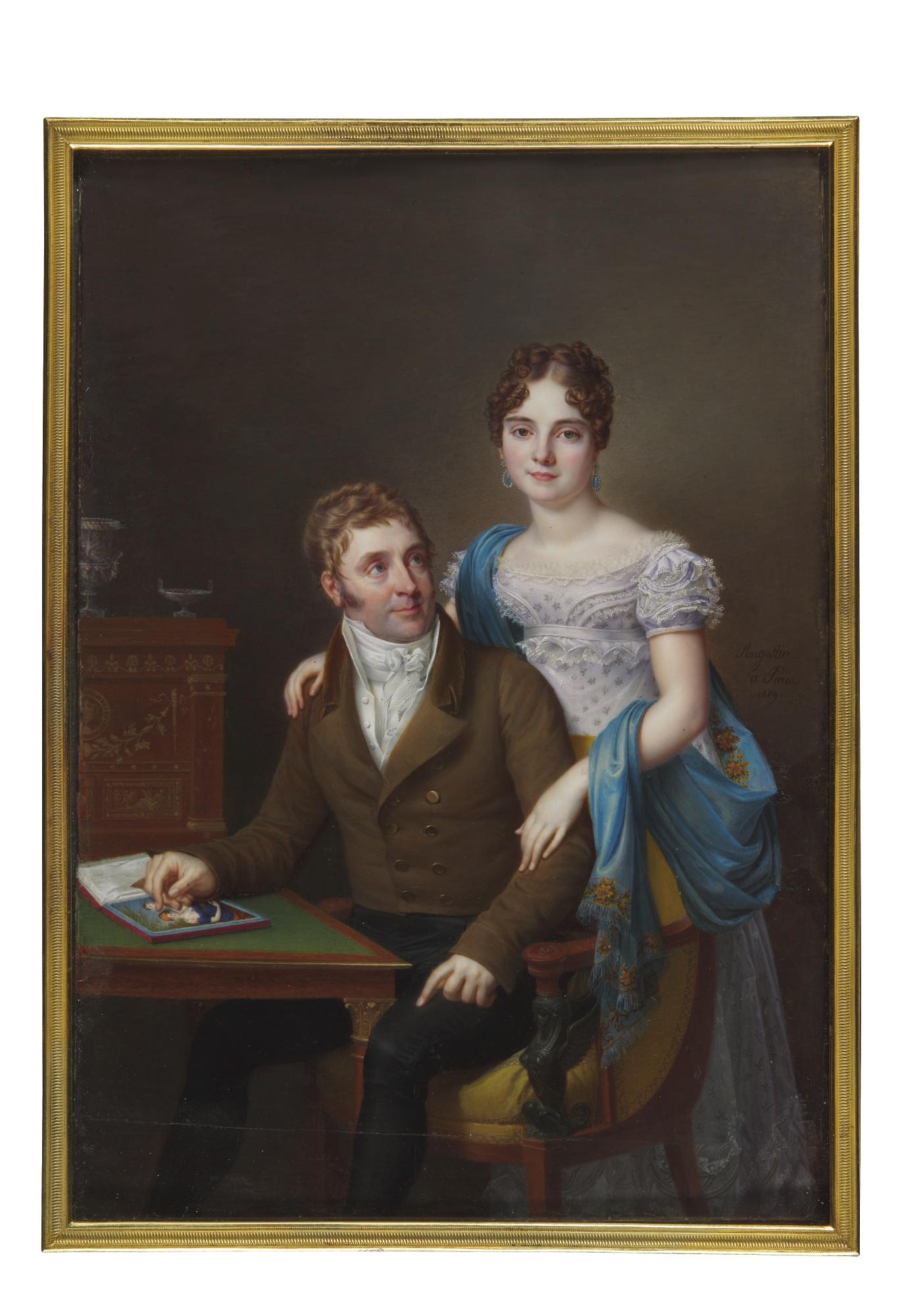 Jean Baptiste Jacques Augustin - Portrait Of Thomas Weld, Later Cardinal Weld (1773-1837) And His Daughter Mary Lucy, Later Lady Clifford Of Chudleigh (1799-1831)