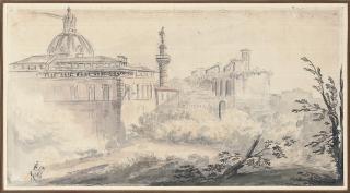 Jean-Baptiste Lallemand - A view of Rome from the Palatine Hill