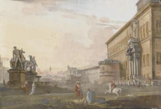 Jean-Baptiste Lallemand - Veduta del palazzo del Quirinale, Roma