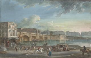 Jean-Baptiste Lallemand - View of the Pont Neuf from the Quai du Louvre, Paris