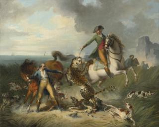 Jean-Baptiste Le Paon - The Prince Of Nassau And The Chevalier D\'Oraison Combating A Jaguar On The Coast Of Argentina