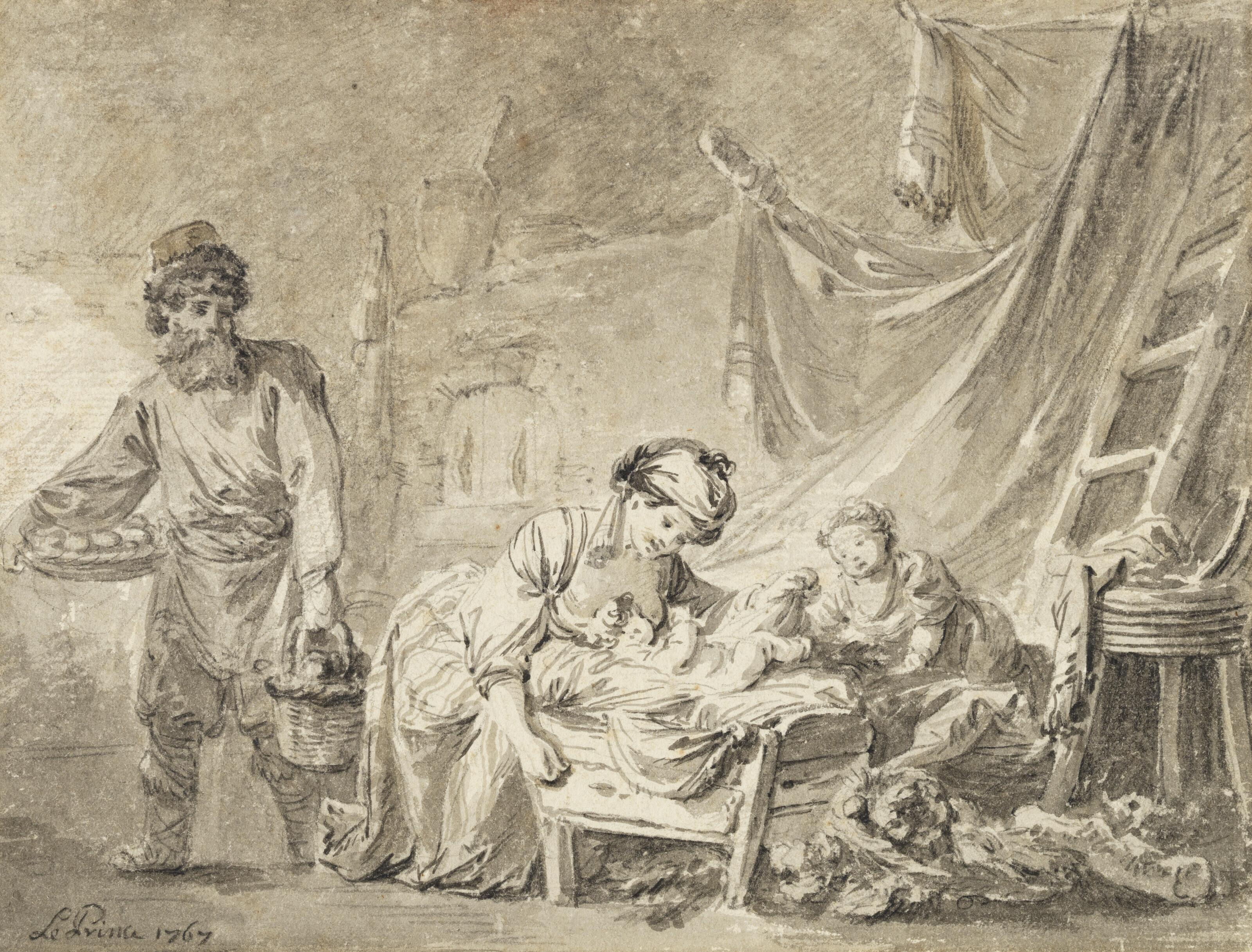 Jean-Baptiste Le Prince - A Russian peasant family in an interior