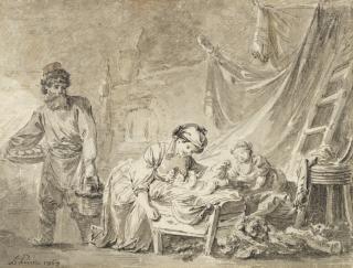 Jean-Baptiste Le Prince - A Russian peasant family in an interior